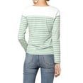thumbnail image 3 of MODA NOVA Junior's Color Block Long Sleeve Striped T-Shirt Light Green L, 3 of 5