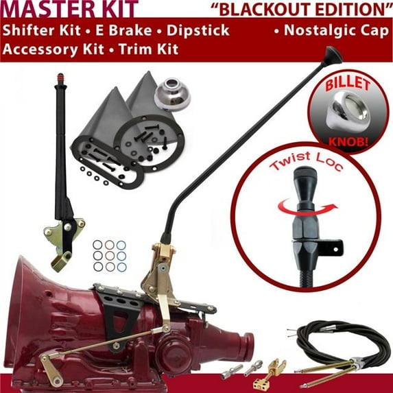 American Shifter TH200 Shifter Kit Black 23 in. E Brake Cable Trim Kit Dipstick for F4FAB