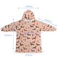 thumbnail image 3 of Wearable Blanket Hoodie,Dachshund and Wine Pink Pattern Oversized Sherpa Blanket Hoodie with Super Pockets,Super Warm Fuzzy Pullover for Women & Men, 3 of 6