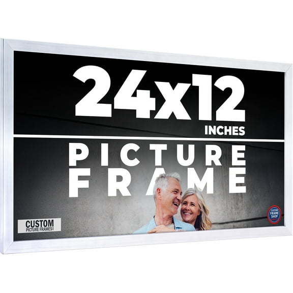 24x12 Frame Silver Real Wood Picture Frame Width 0.75 inches | Interior Frame Depth 0.5 inches |