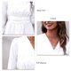 thumbnail image 4 of Blusas peplum delgadas con cintura y cuello en V para mujer, blusas elegantes informales con mangas abullonadas, lavables a máquina para citas en la oficina al aire libre, 4 of 5