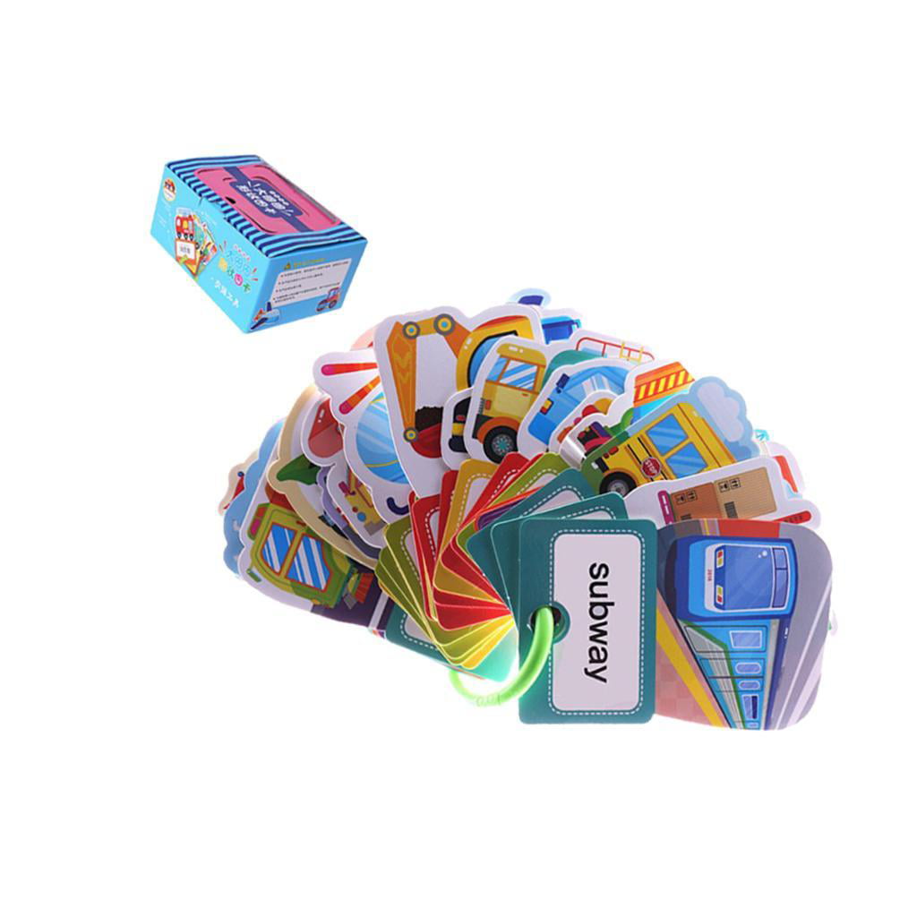 120Pieces 4 Set Kids English Chinese Educational Flash Cards with Ring