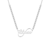 Personalized Planet Women's Infinity Script Name Plaque CZ Chain Necklace