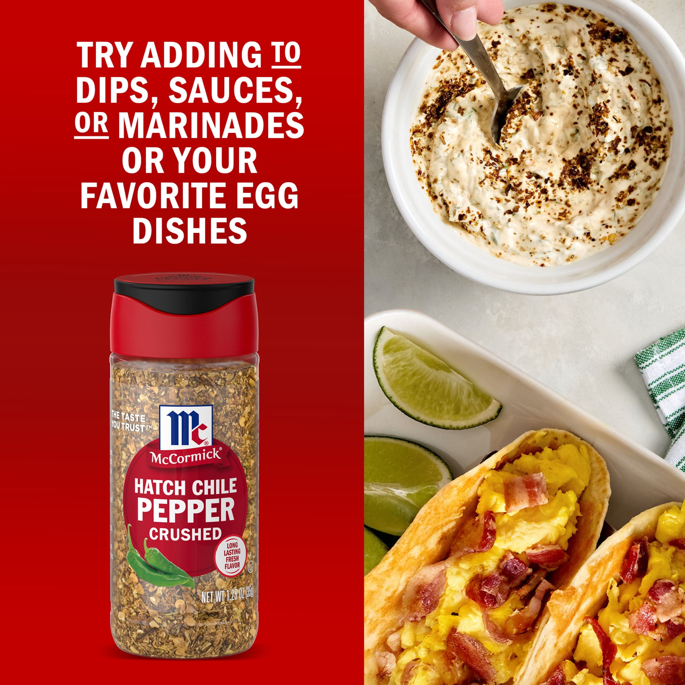(4 pack) McCormick Crushed Hatch Chile Pepper, 1.25 oz Bottle