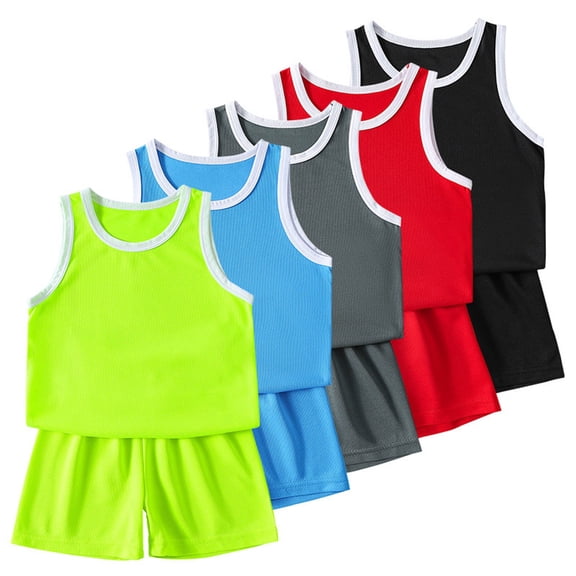 Toddler Boy Athletic Summer Outfits Sleeveless Mesh Tank Top and Shorts Set for Running Basketball