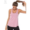 thumbnail image 5 of Gustave Women's Workout Yoga Tank Tops Quick Drying Racerback Tanks Fitness Running Athletic Loose Vest Solid Casual Sleeveless T-Shirts Activewear (Pink, L), 5 of 8