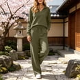 thumbnail image 6 of Ynynloco Women's 2 Piece Sets Outfits Soft Casual Long Sleeve Sweatsuits Lapel Top and Wide Leg Pants Matching Sets, 6 of 8