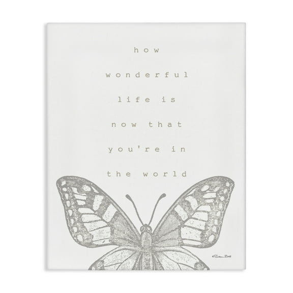 Stupell Industries Wonderful Life Phrase Animals & Insects Painting Gallery Wrapped Canvas Art Print Wall Art, 16 x 20