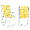 thumbnail image 6 of 2 Pieces Folding Beach Chair, Steel Tube PP Webbing Patio Lawn Chairs with Arm and Footrest, Outdoor Beach Portable Camping Chair for Yard Garden, Yellow, 6 of 8
