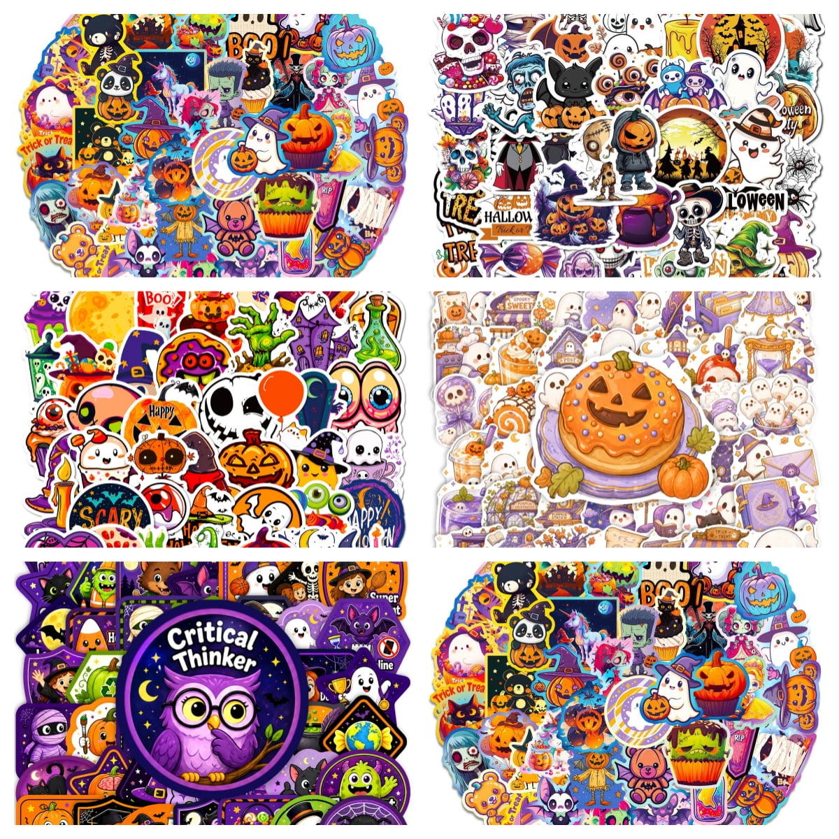 300PCS Halloween Stickers Pack Waterproof Vinyl Cute Spooky Pumpkin Ghost Decals for Water Bottle Laptop Halloween Party Favors Trick or Treat Gift for Kids
