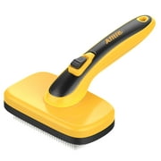 AIITLE Pet Self Cleaning Slicker Brush Profession Grooming Tool for Dogs and Cats Gently Removes Loose Undercoat,Shedding Mats and Tangled Hair, Dander, Dirt Yellow L