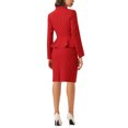 thumbnail image 3 of Conjuntos de trajes para mujeres INSPIRE CHIC, atuendos de negocios, blazer peplum sin cuello, falda lápiz formal, conjunto de 2 piezas XL rojo, 3 of 6