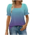 thumbnail image 6 of ZQGJB Womens Summer Ombre Tops Loose Fit Square Neck Dressy Casual Ruffle Trim Sleeve Cute T Shirts Trendy 2025 Outfit Clothes Purple XL, 6 of 7