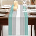 thumbnail image 3 of Turquoise Grey Stripe Table Runner, Modern Art Horizontal Striped Washable Cotton Linen Table Runners 108 Inches Long, Dresser Scarf Runner for Dining/Living Room/Kitchen/Square Tables 13''x108'', 3 of 9