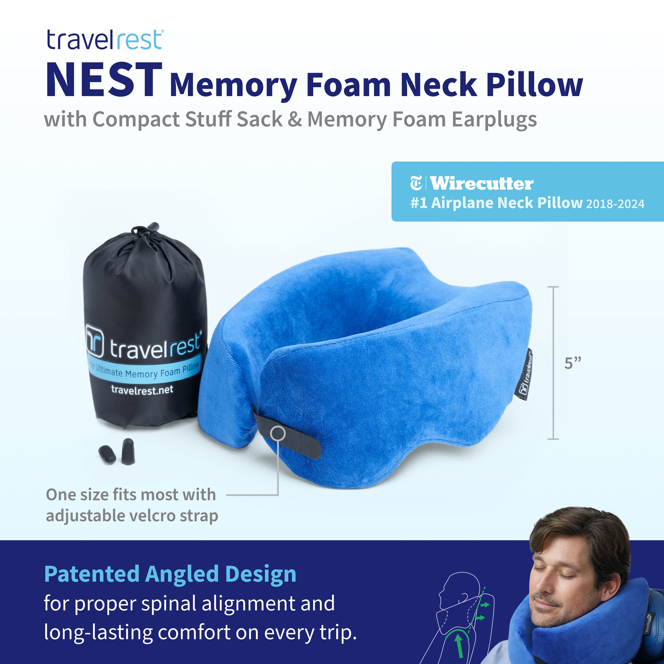 Travelrest Nest Patented Ultimate Memory Foam Travel Pillow/Neck Pillow Voted Best Travel Pillow for 2022 by Wirecutter - image 2 of 11