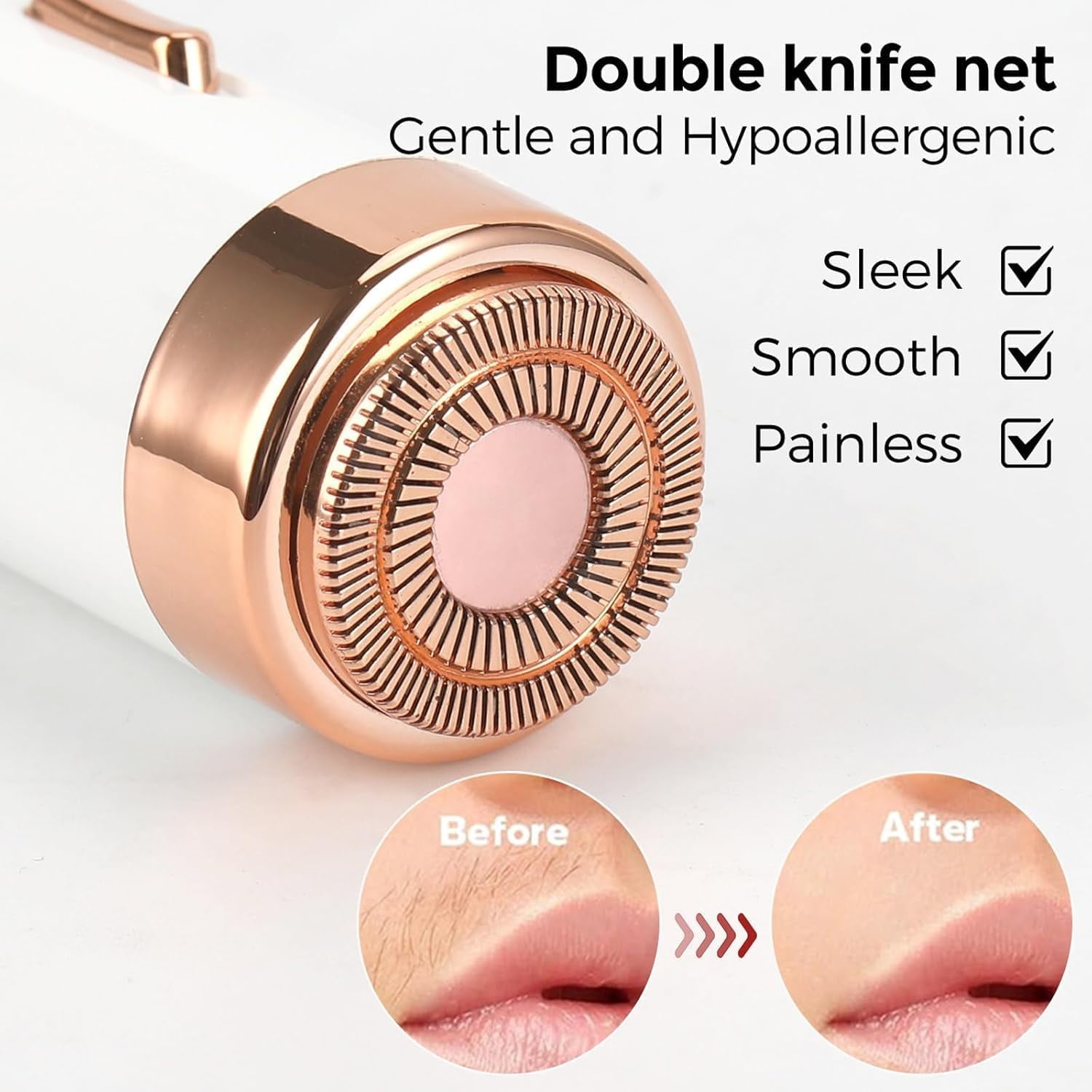 DUHKP Epil 3.0, 2-in-1 Painless Rechargeable Epilator & Shaver Kit for Face, Legs & Bikini, Pink