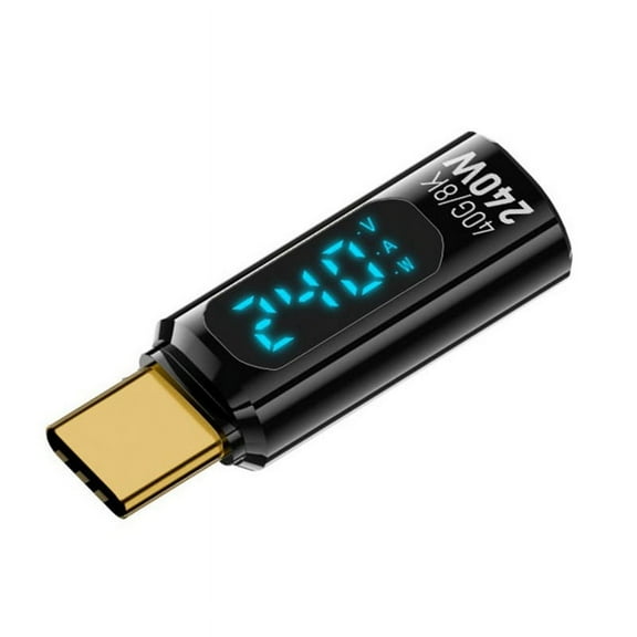 Type C to Type C OTG Adapter 240W USB4 Digital Display Charging Adapter 8K Video Transfer for Phone Tablet All Black