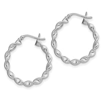 Primal Silver Sterling Silver Rhodium-plated Twist 30mm Hoop Earrings