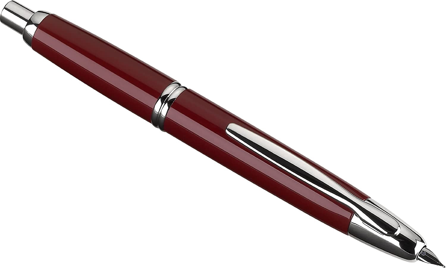 PILOT Vanishing Point Collection Refillable & Retractable Fountain Pen, Red Barrel with Rhodium Accents, Blue Ink, Medium Nib (60244)