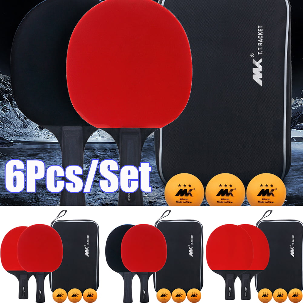 Bag 1 Pair Professional Table Tennis Racket Set Ping Pong Paddle Bat 3 Balls 