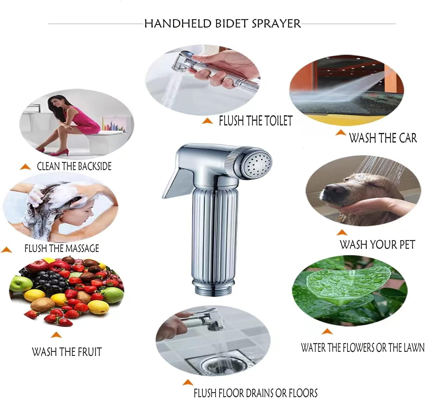 CATPAN Solid Brass Handheld Bidet Sprayer Toilet-Adjustable Water Pressure Control with Bidet Hose for Feminine Wash Bidet Faucets Sprayer for Kitchen and Toilet Cleaning