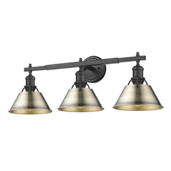 Orwell 3-Light Vanity Light in Matte Black with Aged Brass
