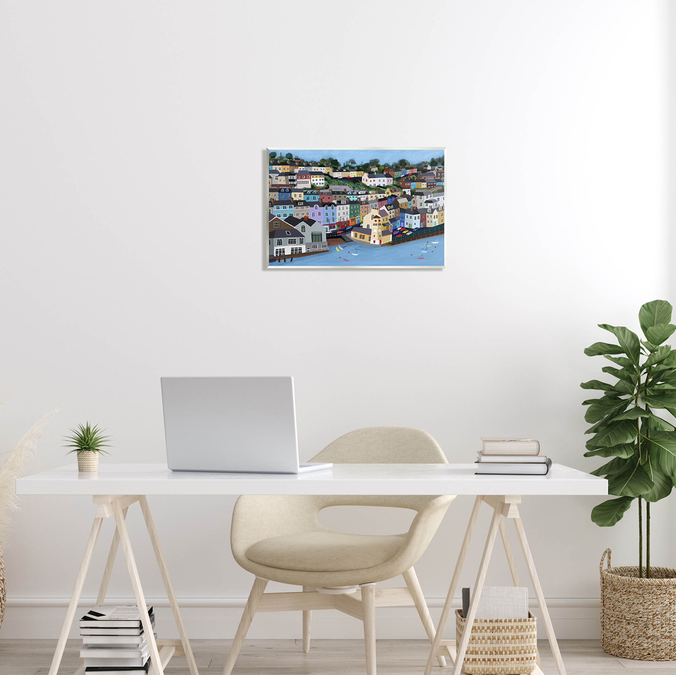 Stupell Industries Seaside City Neighborhood Streets Graphic Art Unframed Art Print Wall Art, Design by Carla Daly