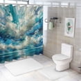 thumbnail image 7 of Orinice Ambesonne teal shower curtain, dreamy intricate foliage with futuristic geometric circles, fabric bathroom décor set with hooks, sea foam fern greenish-grey 60x72, 7 of 7