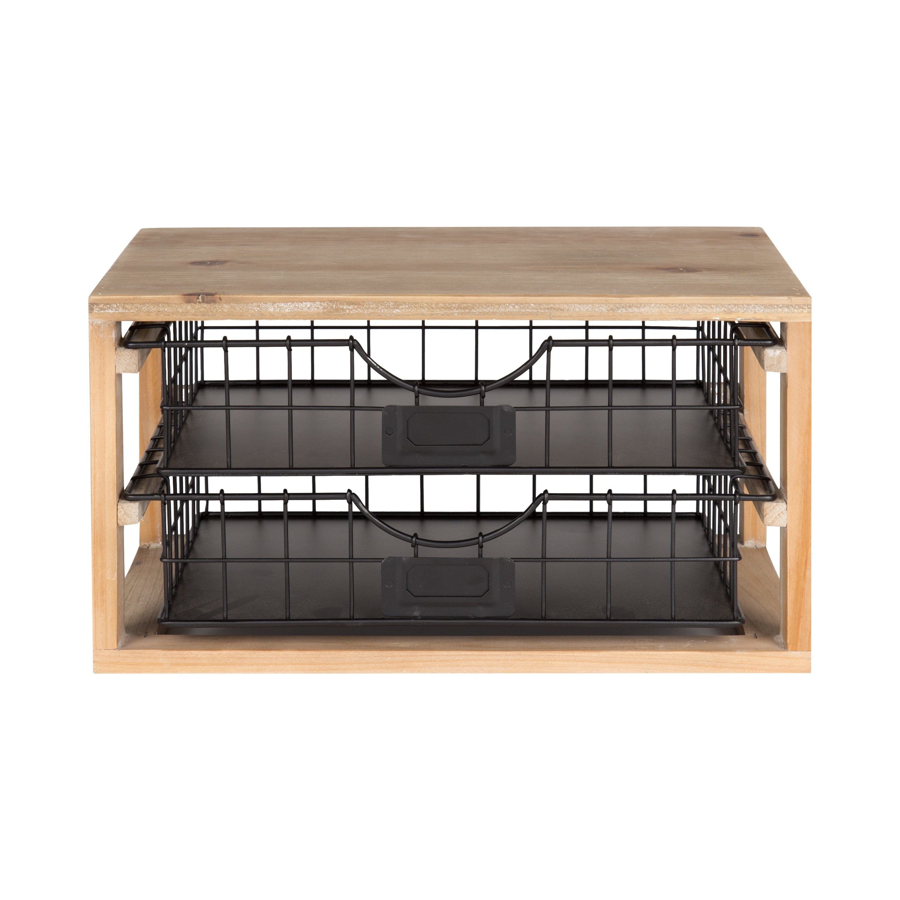 Kate and Laurel Tanner Rustic Wood and Metal Desktop Drawer Organizer Letter Tray