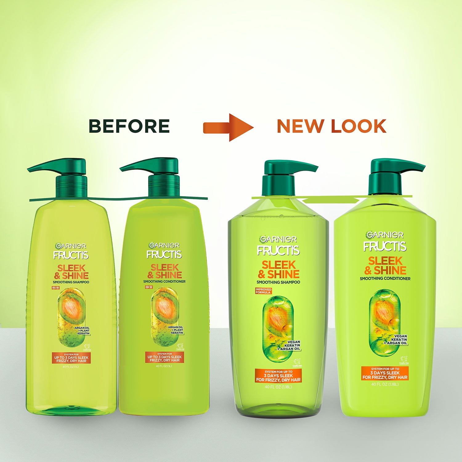 Garnier Fructis Sleek & Shine Shampoo & Conditioner, 40 fl