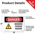 thumbnail image 2 of Benzene Cancer Hazard OSHA Danger Aluminum Sign 18 Inch x 12 Inch - 5 Pack, 2 of 8
