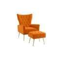 thumbnail image 2 of Modern Accent Chair with Ottoman, Comfy Armchair for Living Room, Bedroom, Apartment, Office (Orange), 2 of 6