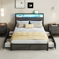 thumbnail image 4 of LIFEZONE Rustic Full Size Medium Density Fiberboard Platform Bookcase Bed with 4 Drawers, Grey, 4 of 7