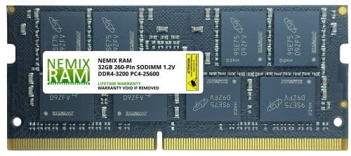 32GB DDR4-3200 PC4-25600 SODIMM Laptop Memory by NEMIX RAM