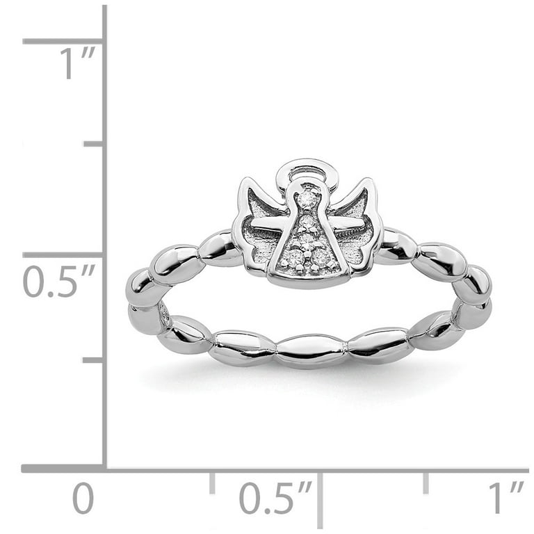 Sterling Silver Stackable Expressions Diamond Angel With Halo Ring Sterling Silver Stackable Expressions Diamond Angel With Halo Ring