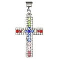 thumbnail image 5 of Charles Raymond Women's Baguette Cut Rainbow Iced Out Watch combs of you choices With Tennis Bracelet or Necklace with Matching Diamond Crystal Set - Rainbow-23 (24", ST10372MLA SLV Cross set), 5 of 8