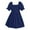 Navy, variant on Efsteb Summer Dress for Girls Square Neck Short Sleeve Cotton Dress Sundress Solid Color Casual Beach Dresses (Black,2 Years)