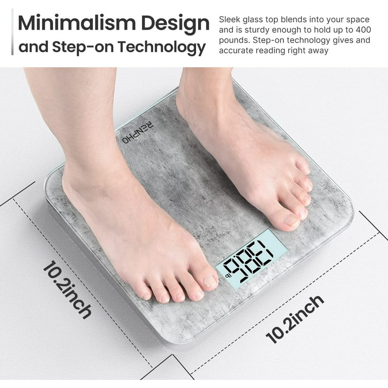RENPHO Highly Accurate Digital Body Weight Scale, 400 lb, Marble 