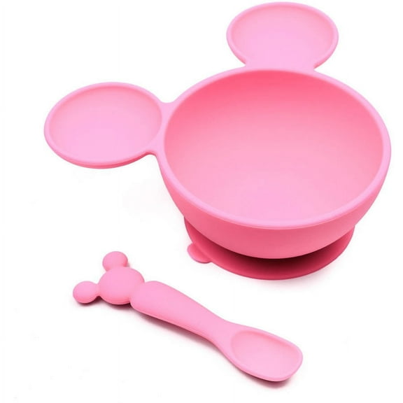 Bumkins Disney Baby Silicone Suction Bowl and Spoon, Minnie Mouse