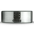 thumbnail image 2 of Tungsten Chess Piece Checkers Game Band Ring 8mm Men Women Comfort Fit Brushed Gray Flat Cut Black Polished, 2 of 4