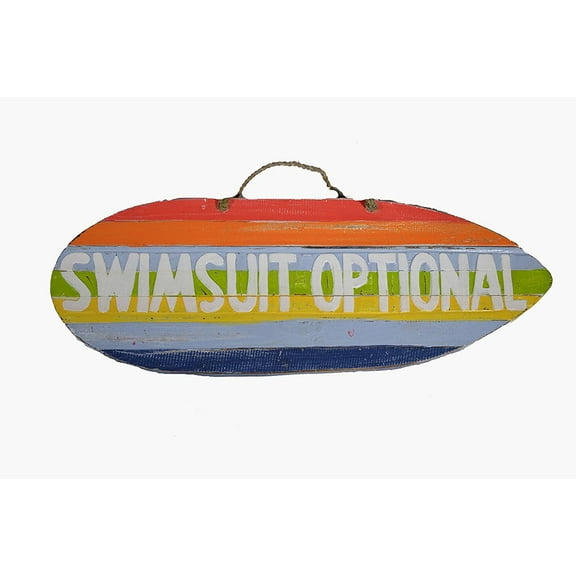 Hand Carved Wooden Swimsuit is Optional Cocktails Drinking Beach Sign