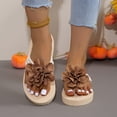 thumbnail image 2 of Rokment Flower Platform Flip Flops for Women Beach Boho Comfortale Chunky Mid Heel Memory Foam Slip on Dress Sandals Waterproof Quick-Dry Slides Slippers Indoor Outdoor Brown Size 6, 2 of 8