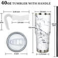 thumbnail image 6 of 40 oz Tumbler with Handle and Straw Leak Proof 40 oz White Marble Cup Insulated Stainless Steel Marble Coffee Travel Mug Slim 40oz Tumbler with Handle Marble Decor Stuff Gifts for Women, 6 of 6