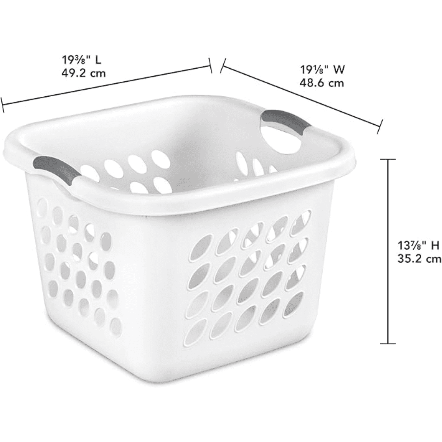 1.5 Storage Bushel Square Laundry Basket Plastic, Laundry Hamper White