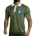 thumbnail image 2 of Yiaimeir Men's Three Button Printed Lapel Short Sleeve T-Shirt Top Streetwear,Size M-3XL, 2 of 4