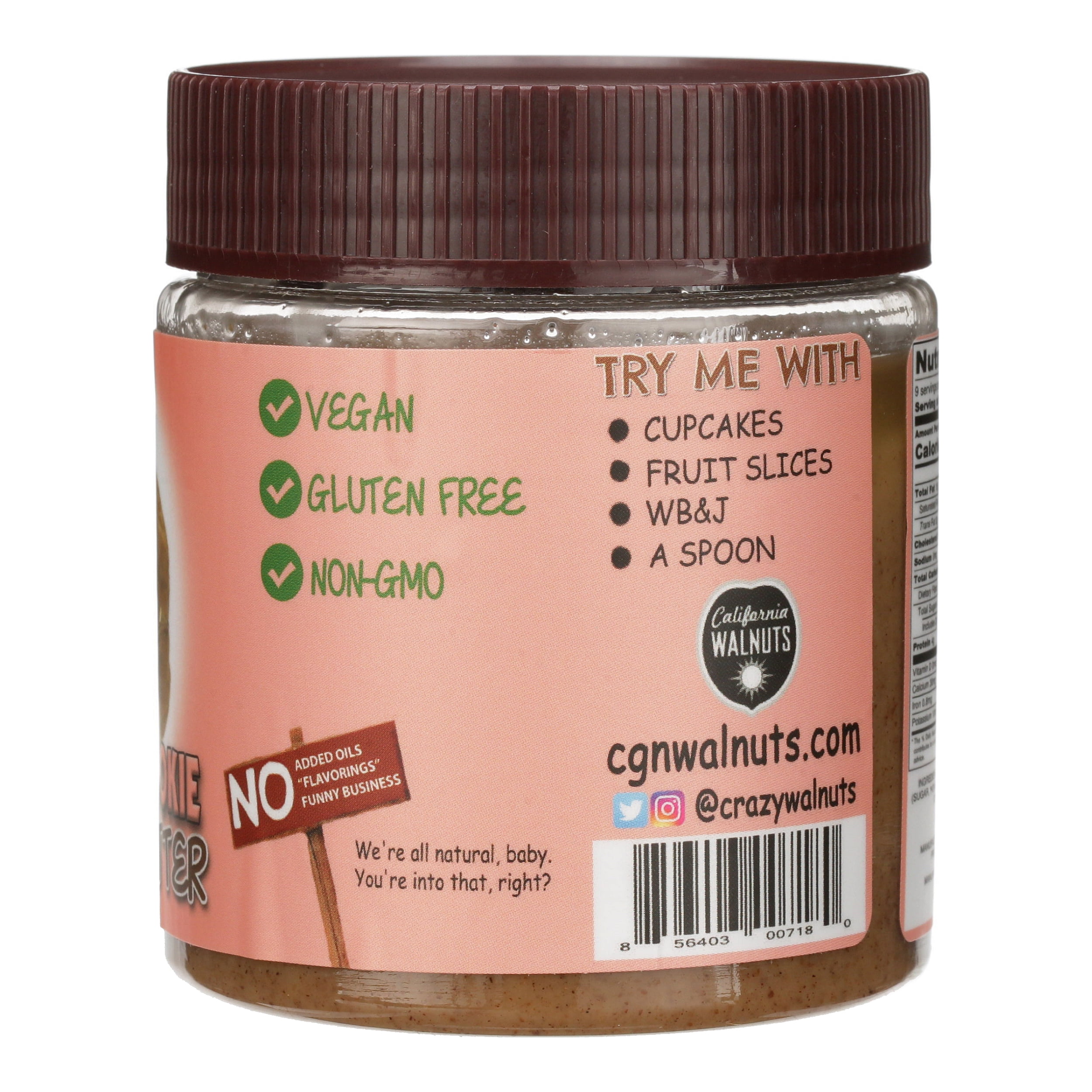 (2-Pack) Crazy Go Nuts Oatmeal Cookie Walnut Butter, 9 oz