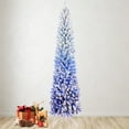 thumbnail image 4 of Blue Christmas Tree Blue Flocked Xmas Tree with Lights, Prelit Snow Pine Tree Decorated Full 7 ft Artificial Christmas Tree, Blue White Spruce Xmas Tree with Metal Stand, Home Shopping Mall Decor, 4 of 7
