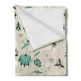 thumbnail image 2 of Floral Soft Flannel Fleece Blanket, Romantic with Little Hearts Swirled Stems with Blossoms Feminine Graphic, Cozy Plush for Indoor and Outdoor Use, 50" x 70", Turquoise Brown Beige, by Ambesonne, 2 of 5