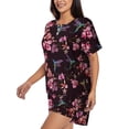 thumbnail image 2 of Uemuo Humming Bird And Tropical Pattern Women's Short-Sleeved Pajama, Button-Front Loungewear, 2-Piece Summer Sleepwear, Elastic Drawstring Shorts-4X-Large, 2 of 7