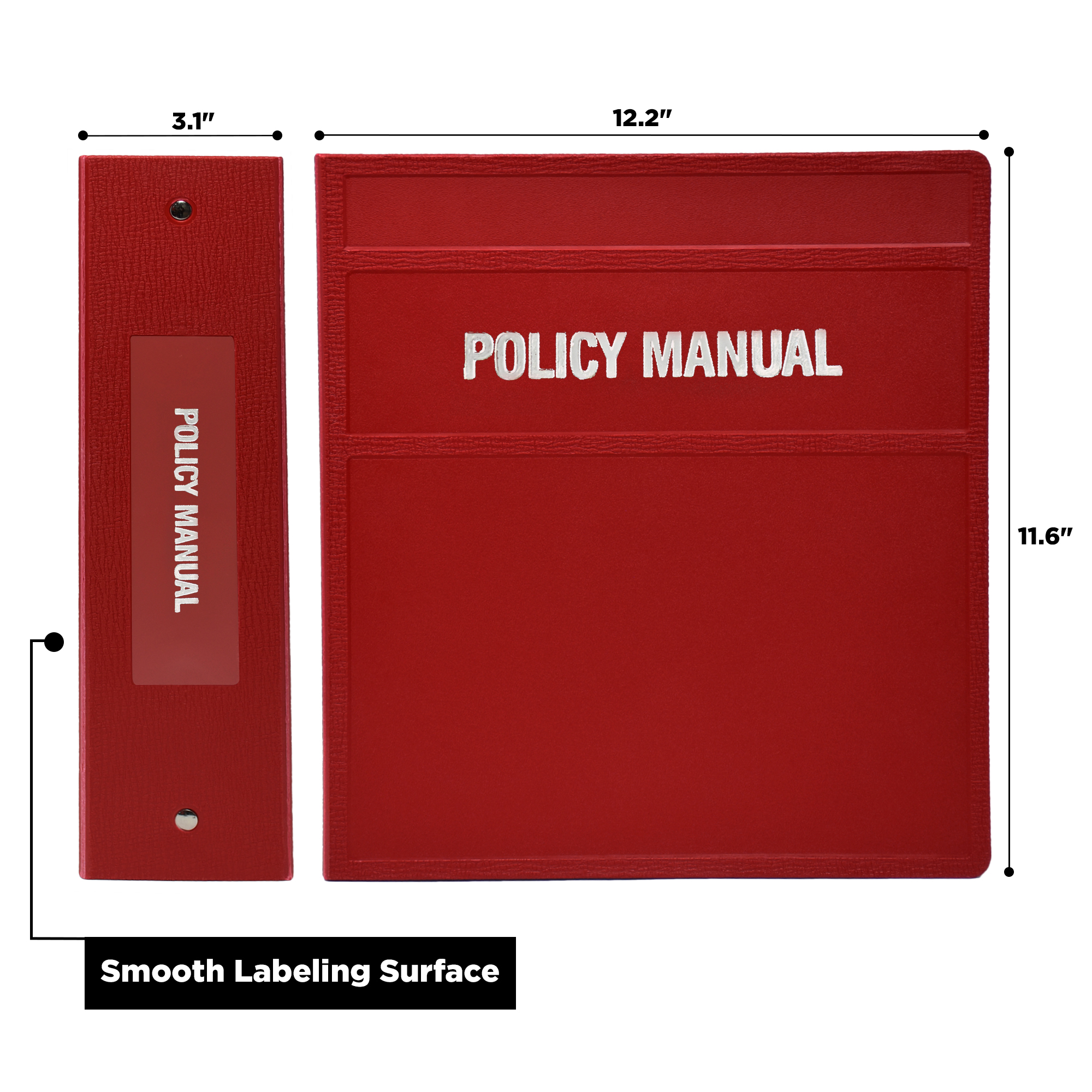 Carstens 3-Inch Heavy Duty 3-Ring Binder for Policy Manuals - Side Opening, Brick Red